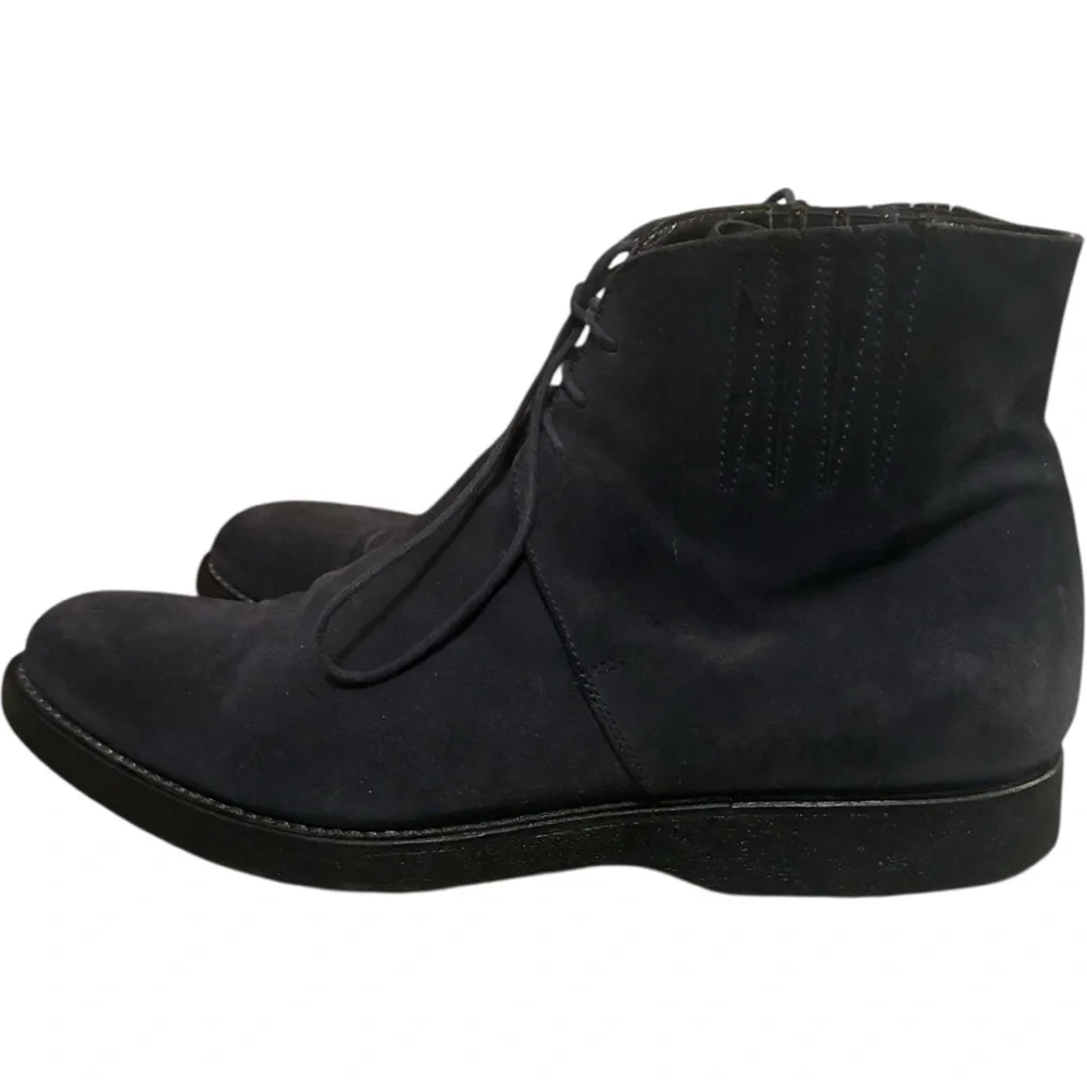 Cesare Paciotti Navy Blue Suede Lace-Up Chelsea Ankle Boots Size EU 40 US 7